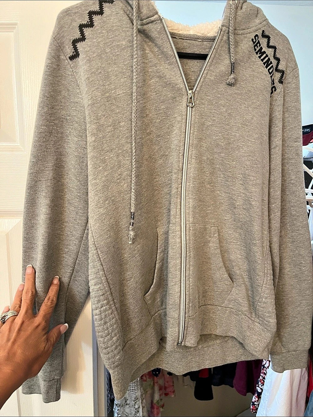 Free People Geometric Zip Cardigan in Gray